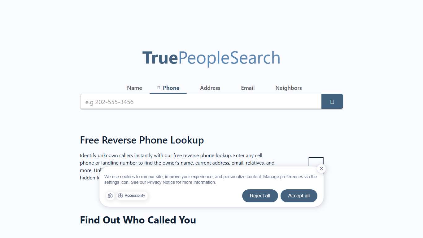 100% Free Reverse Phone Lookup - TruePeopleSearch.com